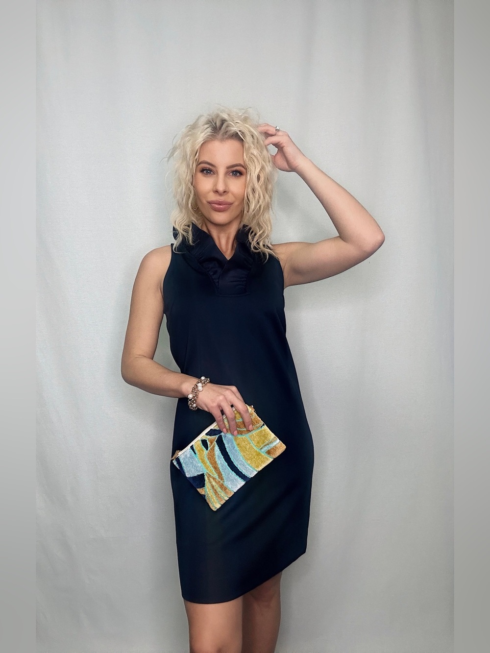 Jersey Ruffneck Sleeveless Dress - Gretchen Scott